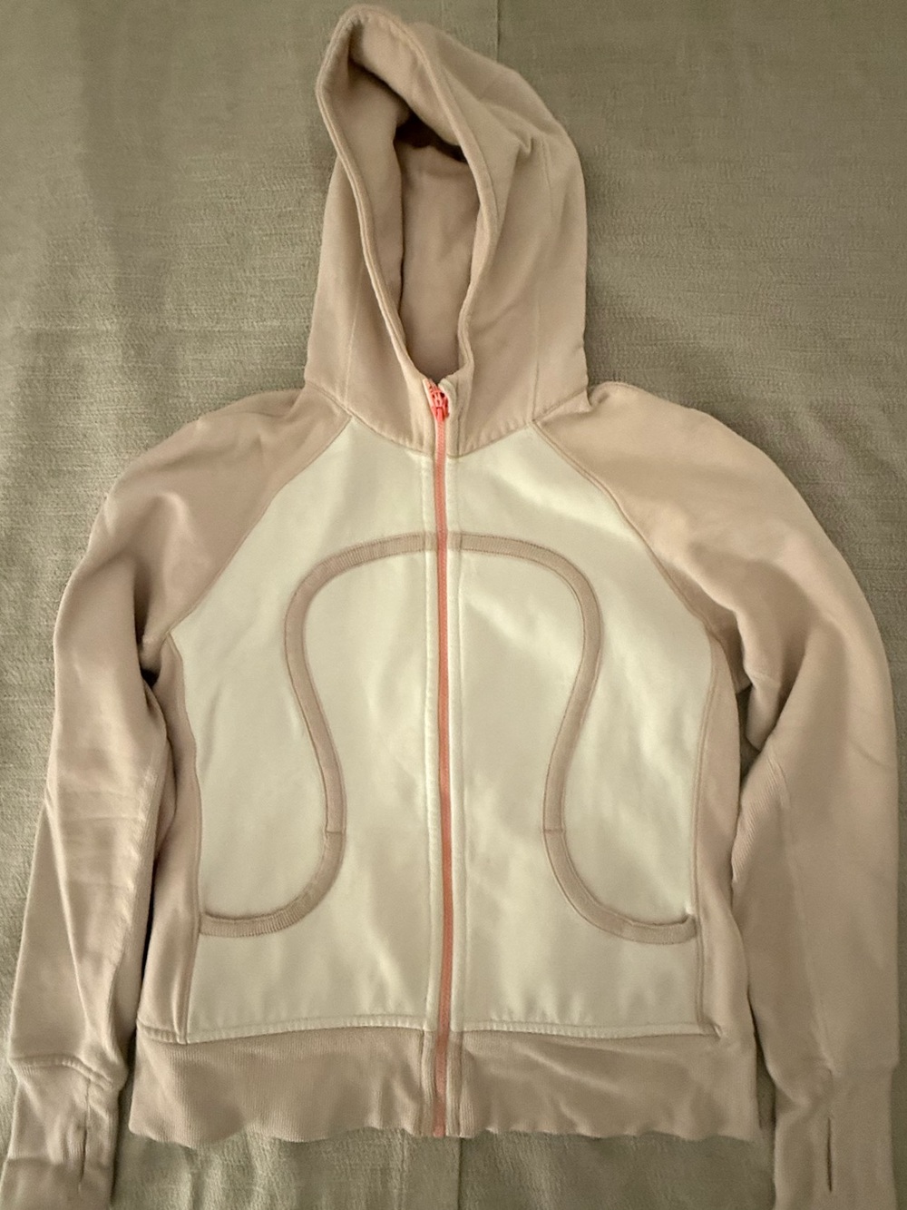 lululemon athletica Cream and Light Pink Zip-Up Hoodie